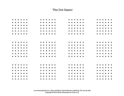 Dots and boxes was first published in the 19th century by french mathematician édouard lucas, who called it la the two players are named 'a' and 'b'. Free Printable Dots and Boxes Game Boards | Play the Dot Game