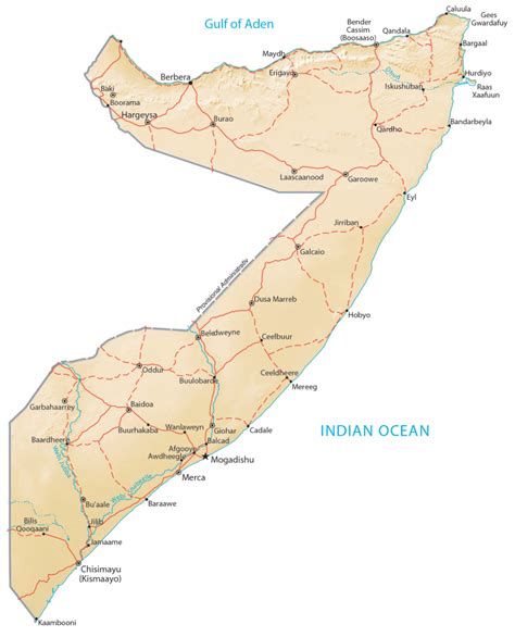 Somalia Map Cities And Roads GIS Geography