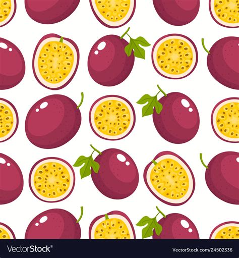 Pattern With Cartoon Passion Fruits Royalty Free Vector