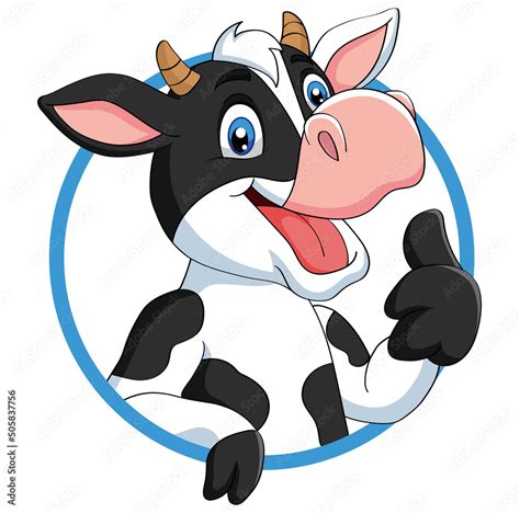 Cartoon Happy Cow With Thumbs Up Stock Vector Adobe Stock