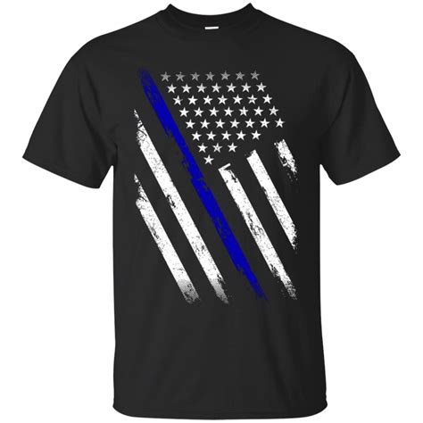 Thin Blue Line Police Weathered Flag Tee Shirt Made In Usa