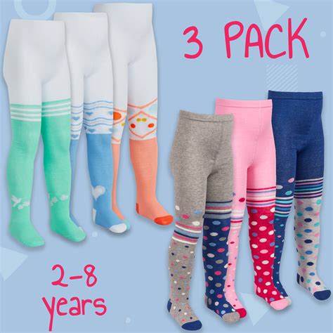 3 Pairs Kids Girls Tights 2 3 3 4 5 6 7 8 Years Spotted Dotted