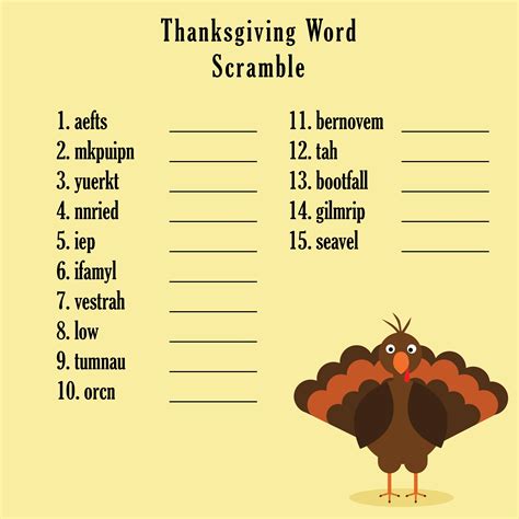 10 Best Thanksgiving Words Printable