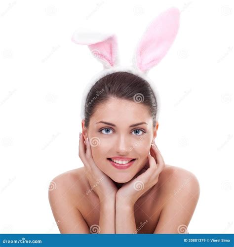 Woman Wearing Cute Bunny Ears Stock Image Image Of Person Masquerade