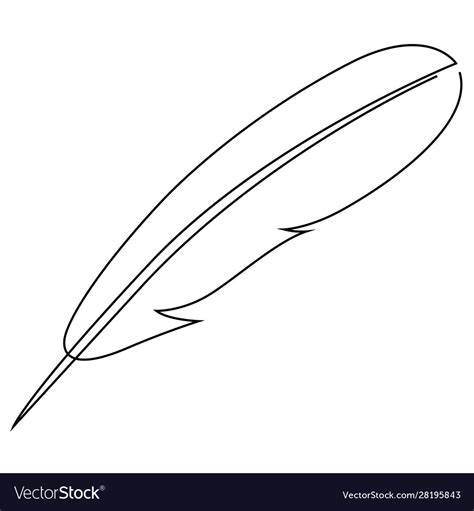Single Continuous Line Drawing Fether Or Quill Vector Image