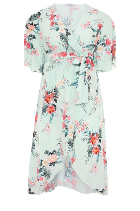 yours london sage floral wrap dress yours clothing