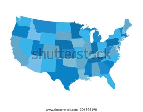 Blue Vector Map United States Stock Vector Royalty Free 306595190