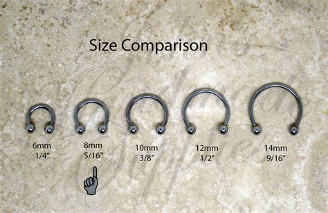 Horseshoe Piercing Size Chart