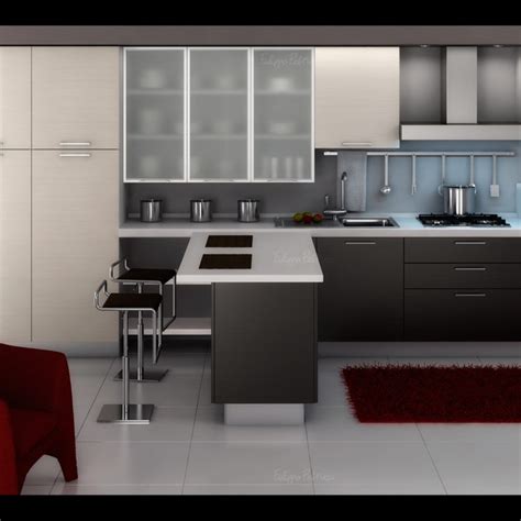 Kitchen Modern Kitchen Design Gallery With Red Elegant Chair Furniture