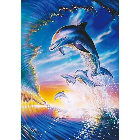 Dolphin Full Round Diamond Painting 30x40cm