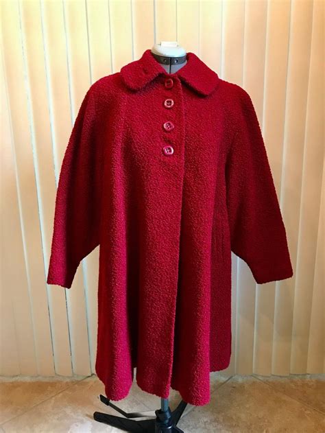 Vintage Red Wool Swing Coat 1950s Hutzels Ann Arbor Etsy Wool