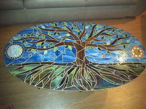Glass Mosaic Table Tree Of Life By Marilyn Wright Mozaik