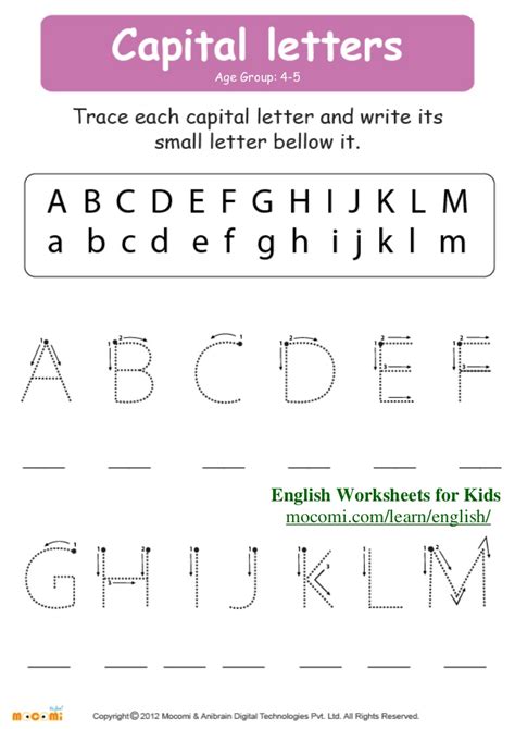 Preschool worksheets help your little one develop early learning skills. Capital Letters - English Worksheets for Kids - Mocomi.com