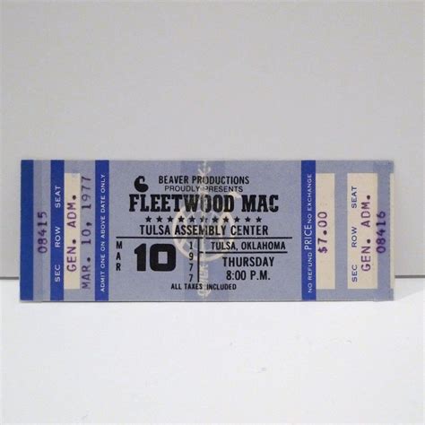 Fleetwood Mac Stevie Nicks Ticket Rumours Tour Note Etsy