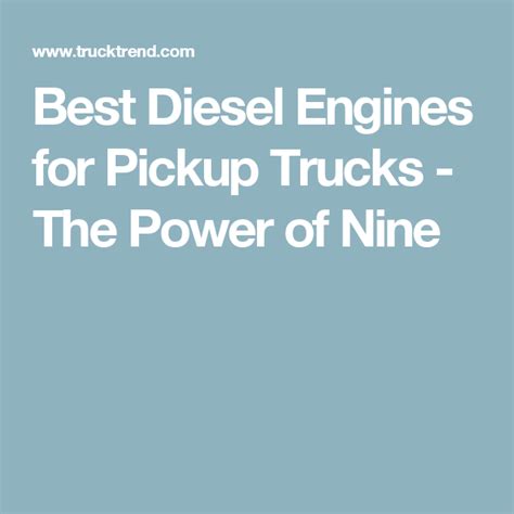 Best Diesel Engines For Pickup Trucks The Power Of Nine Best Oils