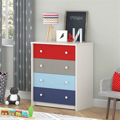 Unlike the navy blue color that looks strong and somewhat intimidating, light blue is quite the dark blue with dim lights in a bedroom create a futuristic and edgy room. Kids Bedroom 4-Drawer Dresser in Red Grey Light Blue and ...