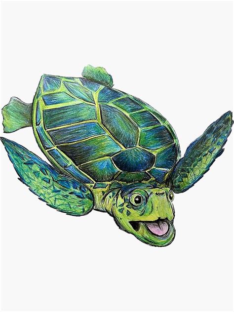 Smiling Sea Turtle Sticker By Creatividad Redbubble