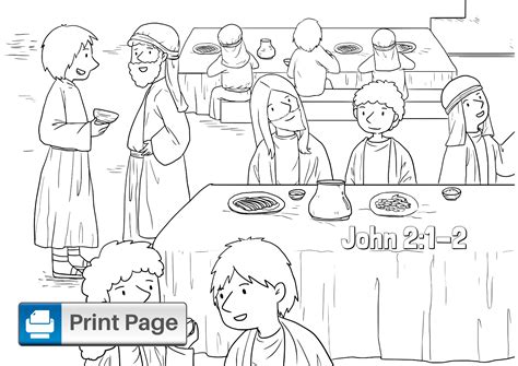 Jesus Changes Water To Wine Coloring Page Coloring Pages