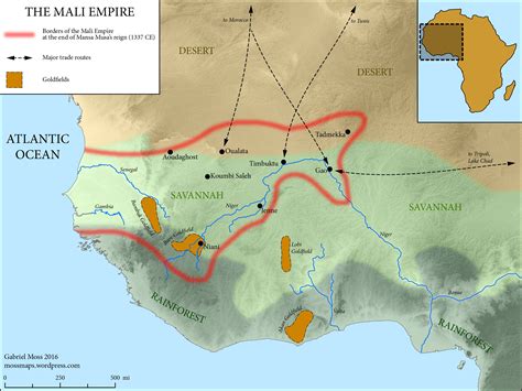 Map Of The Mali Empire C 1337 Ce Illustration World History