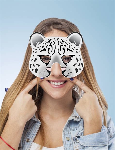 Snow Leopard Printable Mask White Leopard Animal Masks Etsy
