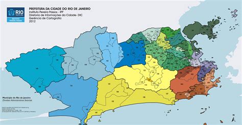Mappa e cartina dei 33 zone município e quartieri di Rio de Janeiro