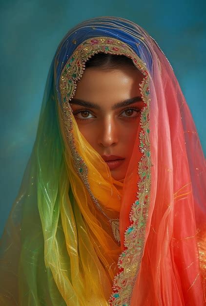 Muslimisches Porträt Und Eine Frau Mit Einem Traditionellen Schal Oder Hijab Für Schönheit Mode