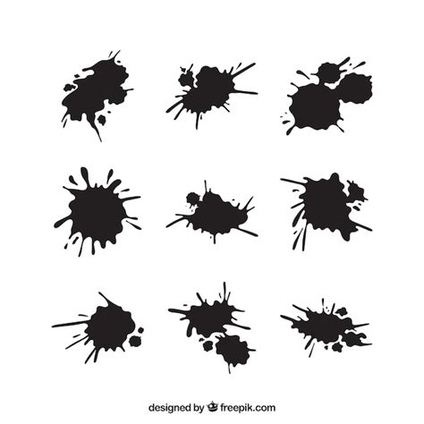Free Vector Set Of Black Ink Spots In Flat Style