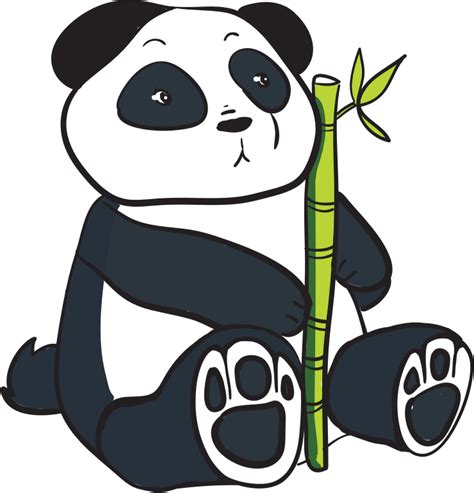 Panda With Bamboo Stalk Openclipart