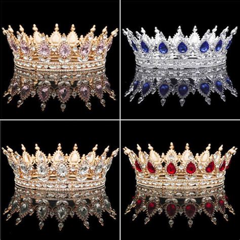 خمر الباروك الملكة الملك العروس تيارا تاج للنساء غطاء الرأس حفلة موسيقية الزفاف تياراس ووجرات