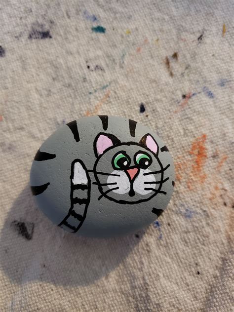 Cat Kitty Cat Ssbmandi Rock Painting Art Stone Art Painting