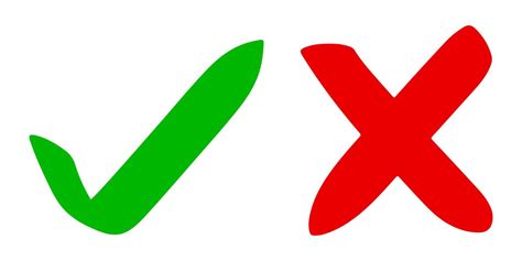 Right And Wrong Icon Hand Drawn Of Green Checkmark And Red Cross