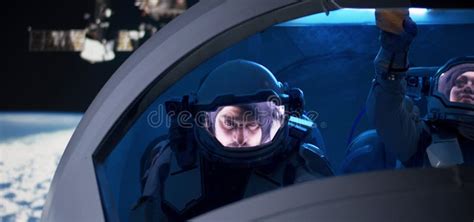 Astronaut Looking Out Of Spaceship Window Stock Image Image Of