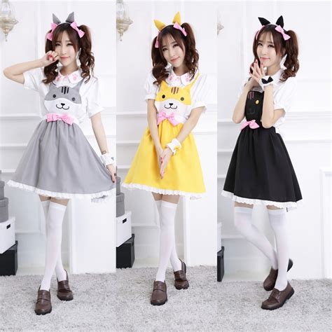 Buy 3colors Anime Neko Atsume Maid Uniform Cosplay