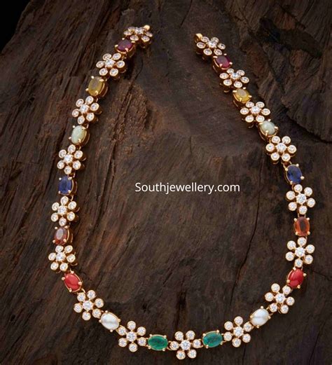Diamond And Gemstones Necklace Indian Jewellery Designs