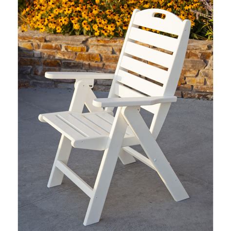 Gettati hdpe plastic/resin classic outdoor adirondack chair for patio deck garden backyard & lawn furniture slate gray. POLYWOOD® Nautical Recycled Plastic Highback Patio Chair ...