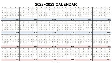 2022 2023 Academic Calendar Template Free Printable 2 Year Calendar