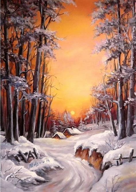 87 Original Winter Paintings On Canvas Bored Art Winter Painting
