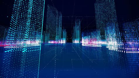 Futuristic matrix hologram city seamless loop. Digital ...