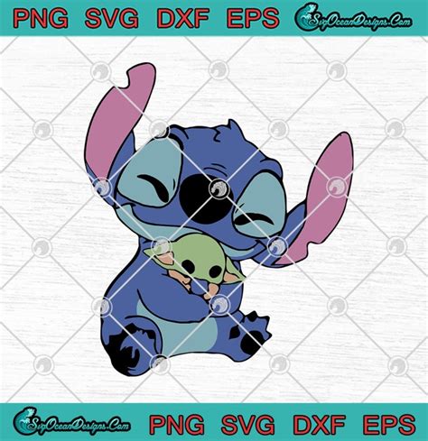 Stitch Hugs Baby Yoda Funny Star Wars SVG PNG EPS DXF - Disney SVG
