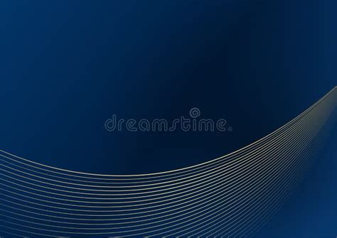 Dark Blue Background With Gold Shiny Line Elements For Presentation