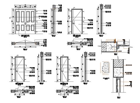 Wooden Multiple Door And Windows Installation Structure Cad Drawing