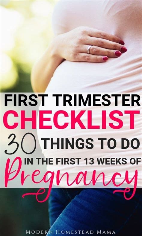 First Trimester Checklist 30 Things To Do In The First 13 Weeks Artofit