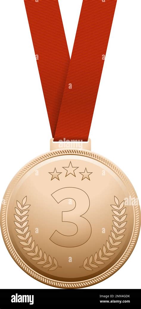 Third Place Award Bronze Medal On Red Ribbon Stock Vector Image And Art