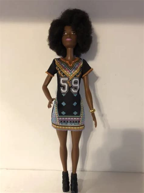 Barbie Fashionista Curvy African American Black Wafro Doll 2014 Dress And Shoes 3500 Picclick