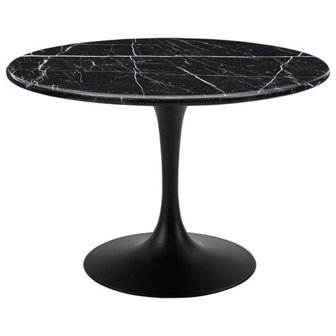 Colfax Table Black Top And Black Base Marble Dining Round Marble