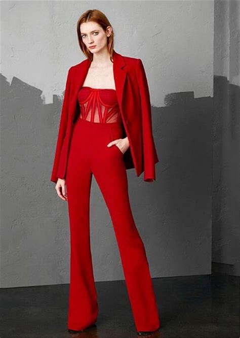 Red Cloak Chiffon Round Neck High Waist Elegant Formal Suit In Pant