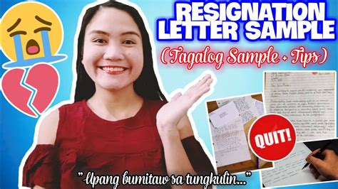 Filipino Liham Pagbibitiw Halimbawa Ng Resignation Letter Tagalog Sa