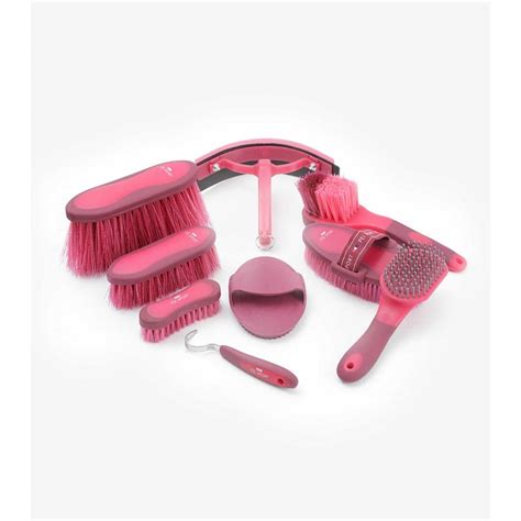 Premier Equine Soft Touch Grooming Kit Set Wine And Fuchsia For The