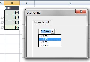 Excel Vba Time Format As Decimal With Combobox Itecnote