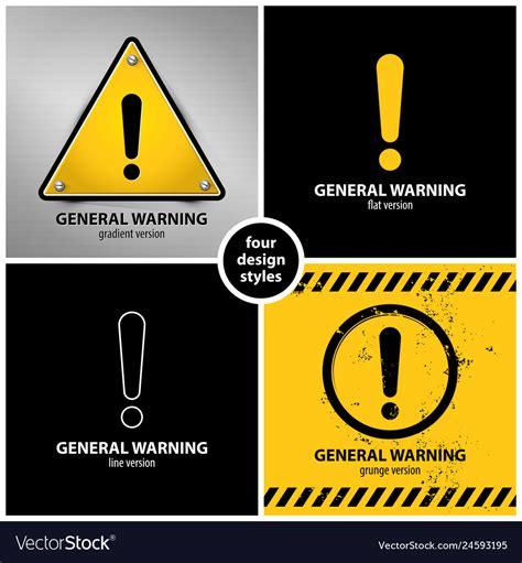 Set Of General Warning Symbols Royalty Free Vector Image